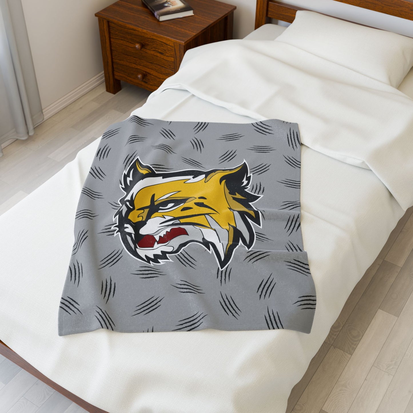 Cozy SFTC Velveteen Plush Blanket with Bobcat Design