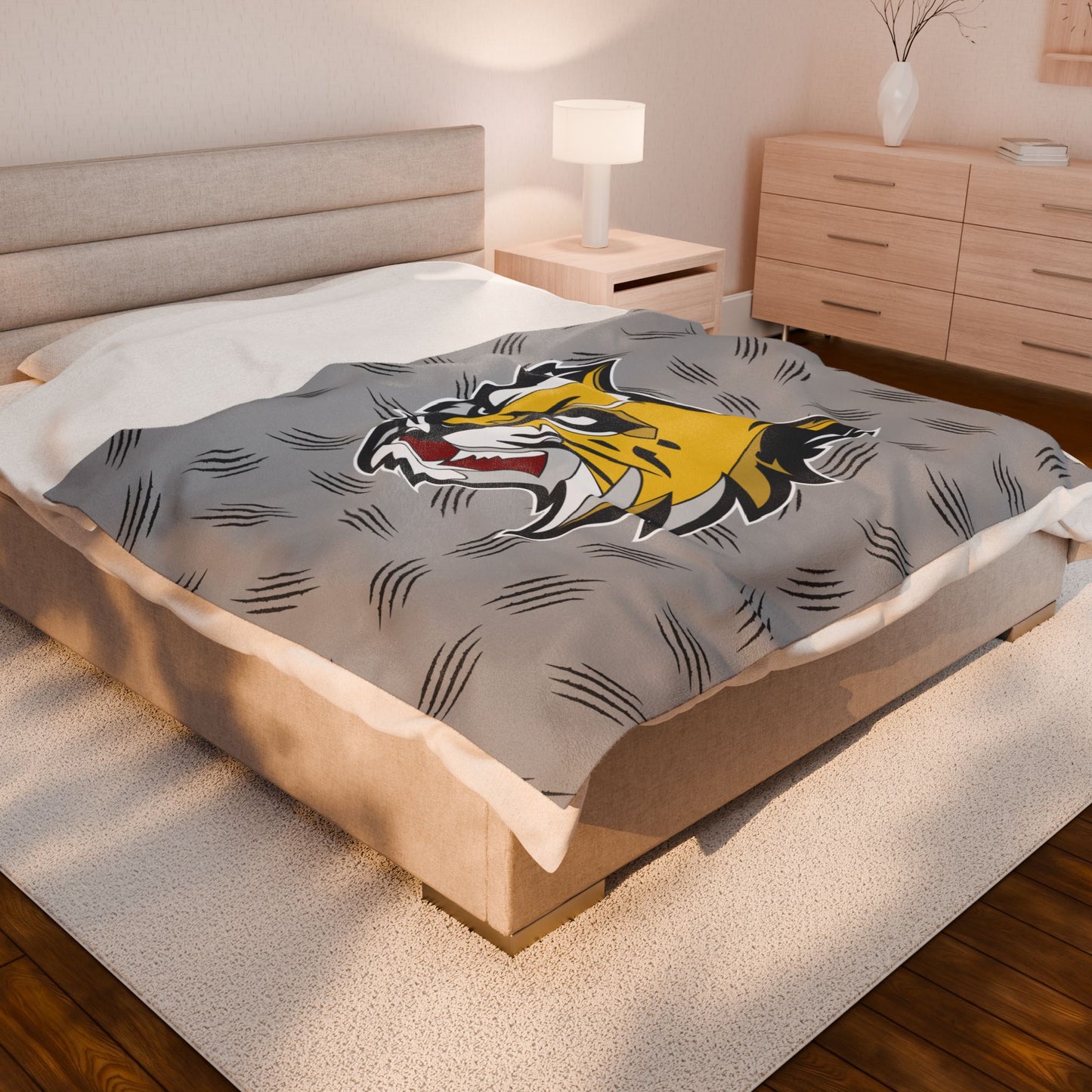 Cozy SFTC Velveteen Plush Blanket with Bobcat Design
