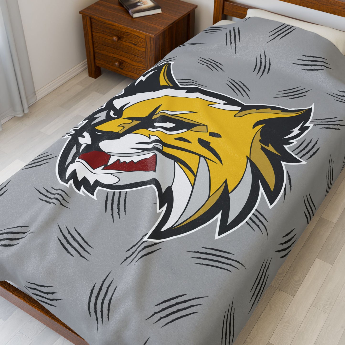 Cozy SFTC Velveteen Plush Blanket with Bobcat Design