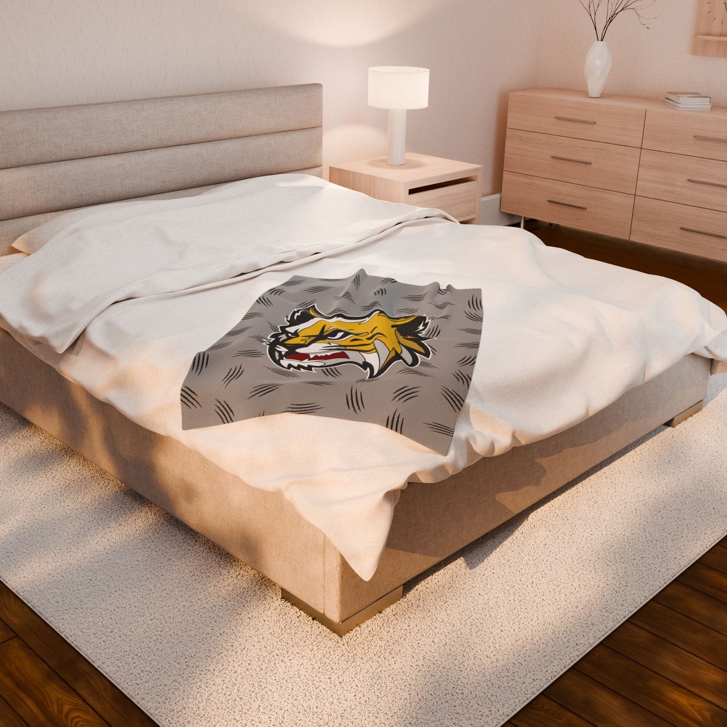 Cozy SFTC Velveteen Plush Blanket with Bobcat Design