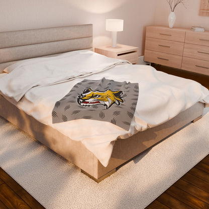 Cozy SFTC Velveteen Plush Blanket with Bobcat Design