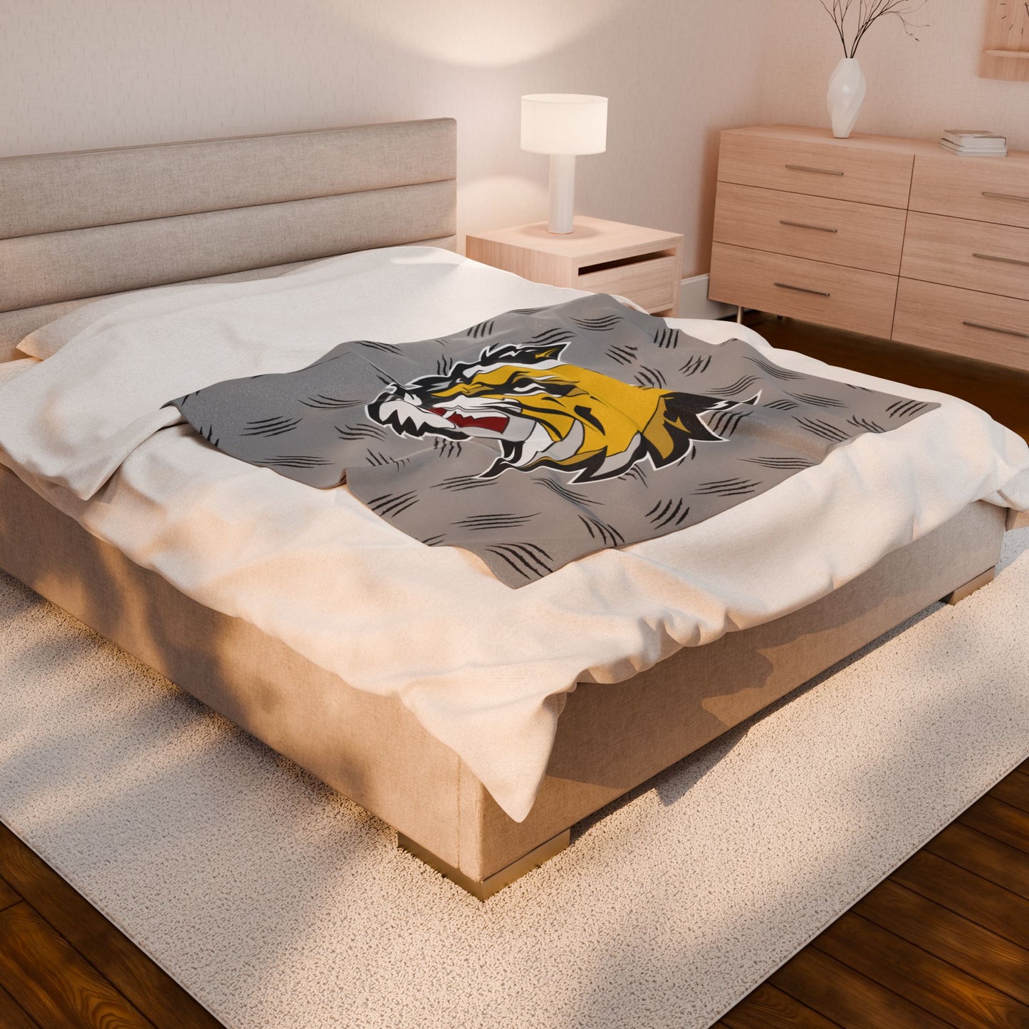 Cozy SFTC Velveteen Plush Blanket with Bobcat Design